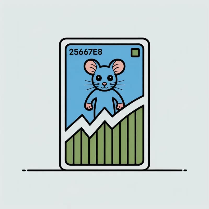 Illustration of a Pokémon trading card whose lower half dissolves into a rising line chart of its price