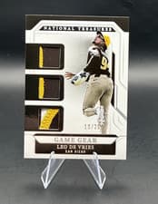 Leo De Vries 2025 Panini National Treasures Game Gear Swatches Trio card