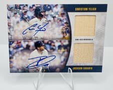 2025 Topps Major League Material Dual Autographs Series One Jackson Chourio / Christian Yelich #MLMDA-YCH card