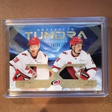 2025-26 Upper Deck Artifacts Tundra Teammates Duos Sebastian Aho/Seth Jarvis #T2-AJ card