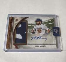 Max Muncy 2025 Topps Museum Collection Momentous Material Jumbo Patch Autographs card