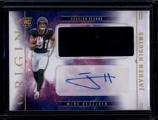 2025 Panini Origins Rookie Jumbo Jersey Autographs Jayden Higgins #11 card