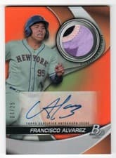 Francisco Alvarez 2022 Bowman Platinum Pieces Autograph Relics card