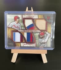 2025 Topps Museum Collection Dual Player Primary Pieces Quad Relics Bryce Harper #DPQR-UH card