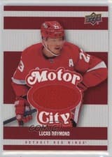 2025-26 Upper Deck Detroit Red Wings Centennial Motor City Materials Lucas Raymond #MCM-LR card