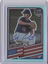 2026 Panini Stars & Stripes Prizm Signatures Prizms Cole Carlon #47 card