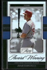 2025 Panini Three and Two Award Winning Juan Gonzalez #7 card