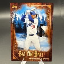 Mookie Betts 2025 Topps X Bob Ross: The Joy of Baseball Bat on Ball card