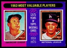 1962 MVP's: Mickey Mantle, Maury Wills 1975 Topps card