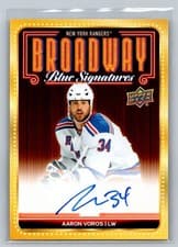 2025-26 Upper Deck New York Rangers Centennial Broadway Blue Signatures Aaron Voros #BBS-AV card