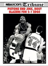 Pistons End Jinx, Rout Blazers For 2-1 Edge 1990-91 Hoops Base Set card