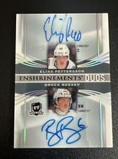 Brock Boeser, Elias Pettersson 2020 Upper Deck The Cup 2018-19 Enshrinements Duos card