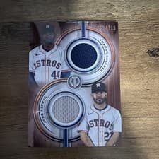 2025 Topps Tribute Dual-Player Relics Yordan Alvarez / Jose Altuve #TPDR-AA card