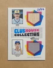 2026 Topps Heritage Clubhouse Collection Dual Relics Robin Yount/Christian Yelich #CCDR-YY card