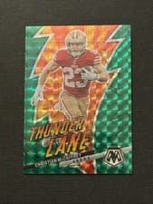 Christian McCaffrey 2023 Panini Mosaic Thunder Lane card