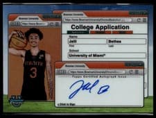 2024-25 Bowman University Chrome College Application Autographs Jalil Bethea #CAA-JB card