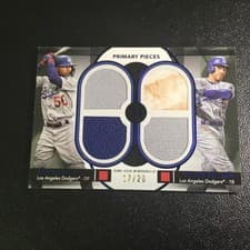 2024 Topps Museum Collection Dual Player Primary Pieces Quad Relics Freddie Freeman / Mookie Betts #DPQR-BEF card