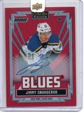 2025-26 O-Pee-Chee Platinum Retro Red Auto Jimmy Snuggerud #R-68 card