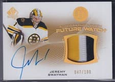 Jeremy Swayman 2021 SP Authentic Future Watch Auto Patch card