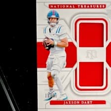 Jaxson Dart 2025 Panini National Treasures Collegiate Combo Materials card