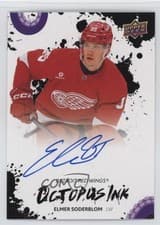 Elmer Soderblom "1st NHL Goal 2025-26 Upper Deck Detroit Red Wings Centennial Octopus Ink Inscriptions card