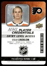 Oskar Lindblom 2018 Upper Deck MVP NHL Player Credentials Entry Level Access card
