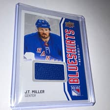 2025-26 Upper Deck New York Rangers Centennial Blueshirts Materials J.T. Miller #BSM-JM card