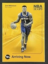 Zion Williamson 2019 Panini Hoops Arriving Now card