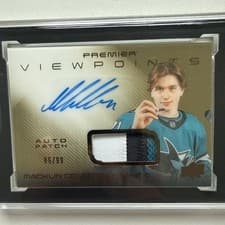2024-25 Upper Deck Premier Viewpoints Auto Patch Macklin Celebrini #V-MC card