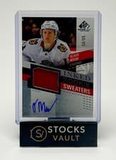 Oliver Moore 2025-26 SP Game Used Inked Rookie Sweaters card