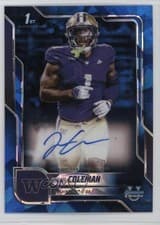 2025 Bowman University Chrome Sapphire Chrome Prospect Autographs Jonah Coleman #BCA-JCO card