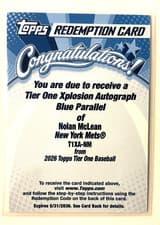 2026 Topps Tier One Tier One Xplosion Autographs Nolan McLean #T1XA-NM
