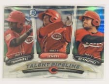 Alex Blandino, Nick Senzel, Taylor Trammell 2018 Bowman Talent Pipeline Chrome card