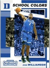2019 Panini Contenders Draft Picks School Colors Zion Williamson #1 card