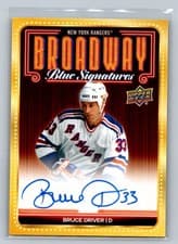 2025-26 Upper Deck New York Rangers Centennial Broadway Blue Signatures Bruce Driver #BBS-BD card