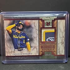 Jackson Chourio 2025 Topps Museum Collection Meaningful Material Relics card