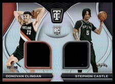 2024-25 Panini Totally Certified Rookie Dual Swatches Donovan Clingan/Stephon Castle #RDS-DCS card