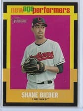 Shane Bieber 2020 Topps Heritage New Age Performers card