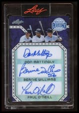 Don Mattingly / Bernie Williams / Paul O’Neill 2025 Leaf Bronx Legacy Triple Autographs card