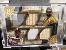 2025 Topps Museum Collection Dual Player Primary Pieces Quad Relics Legends Rickey Henderson #DPQRL-JH card