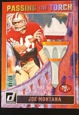 2024 Donruss Passing the Torch Joe Montana / Brock Purdy #PTT-49 card