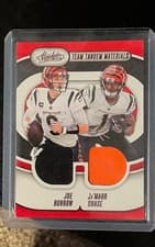 2024 Panini Absolute Team Tandem Materials Joe Burrow / Ja'Marr Chase #TTM-CIN card