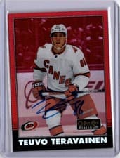 Teuvo Teravainen 2021 O-Pee-Chee Platinum 2020 Update Retro Red Rainbow Autograph card