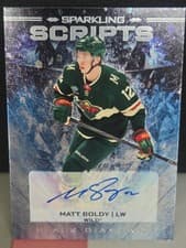 Matt Boldy 2024-25 Upper Deck Black Diamond Sparkling Scripts card