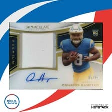 2025 Panini Immaculate Premium Patch Rookie Autographs Omarion Hampton #12 card