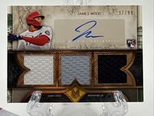 2025 Topps Museum Collection Single Player Signature Swatches Triple Relic Autographs James Wood #SPTRA-JW card