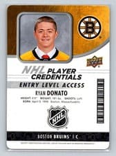 Ryan Donato 2018 Upper Deck MVP NHL Player Credentials Entry Level Access card