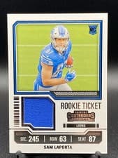 Sam LaPorta 2023 Panini Contenders Rookie Ticket Swatch card