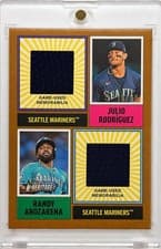 2025 Topps Heritage Dual Player MLB Collection Relics Julio Rodriguez / Randy Arozarena #DPMCR-RA card
