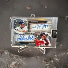 2025 Topps Chrome Black Pitch Black Pairings Dual Autographs Frank Thomas / Carlton Fisk #PDPA-TF card